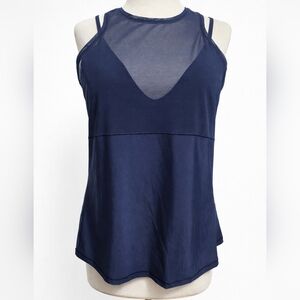 Lululemon Women Mesh Overlay Tank Top Built In Bra Blue Size M